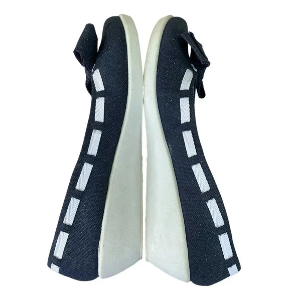 Dr. Scholl's Canvas Bow Tie Low Wedge Pump Slip On Shoes Size 10M Blue Glitters - Picture 7 of 16